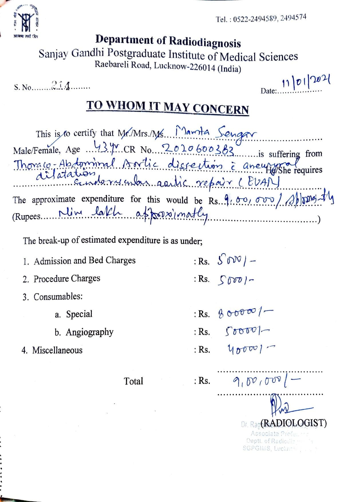 Estimate of surgery - Mamta Sengar.jpg